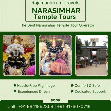 Chennai to three Narasimhar temple in straight line one day Package