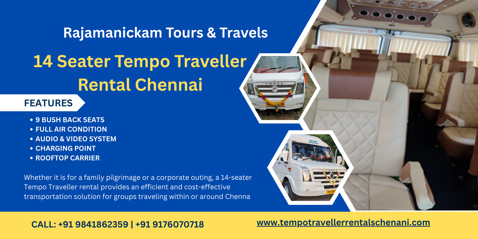 14 Seater Tempo Traveller Rental Chennai