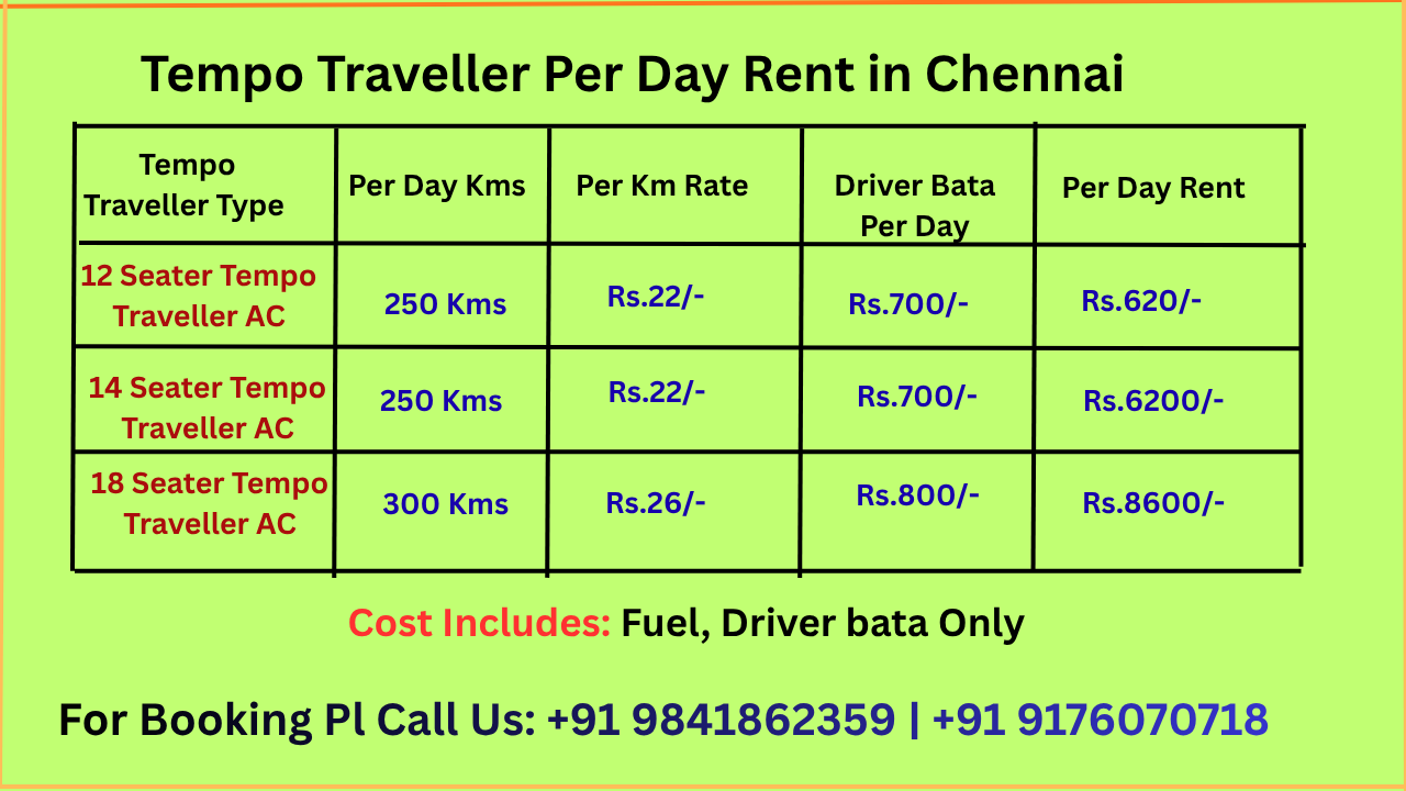 Tempo Traveller One Day Rent in Chennai