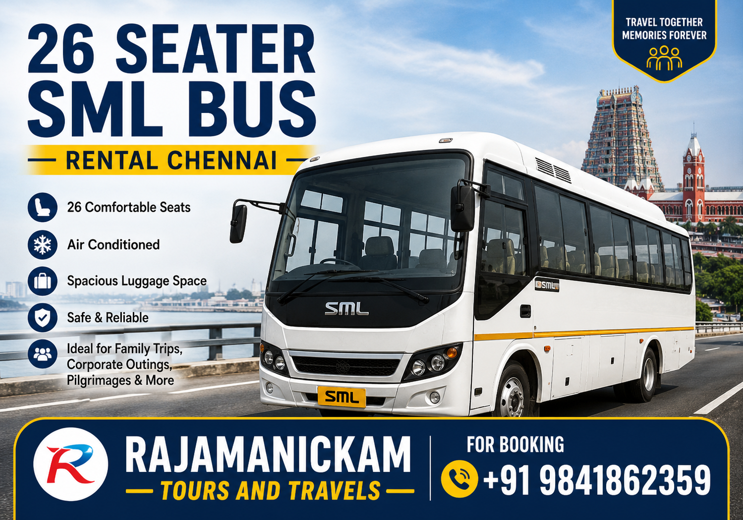 26 seater SML bus Rental chennai