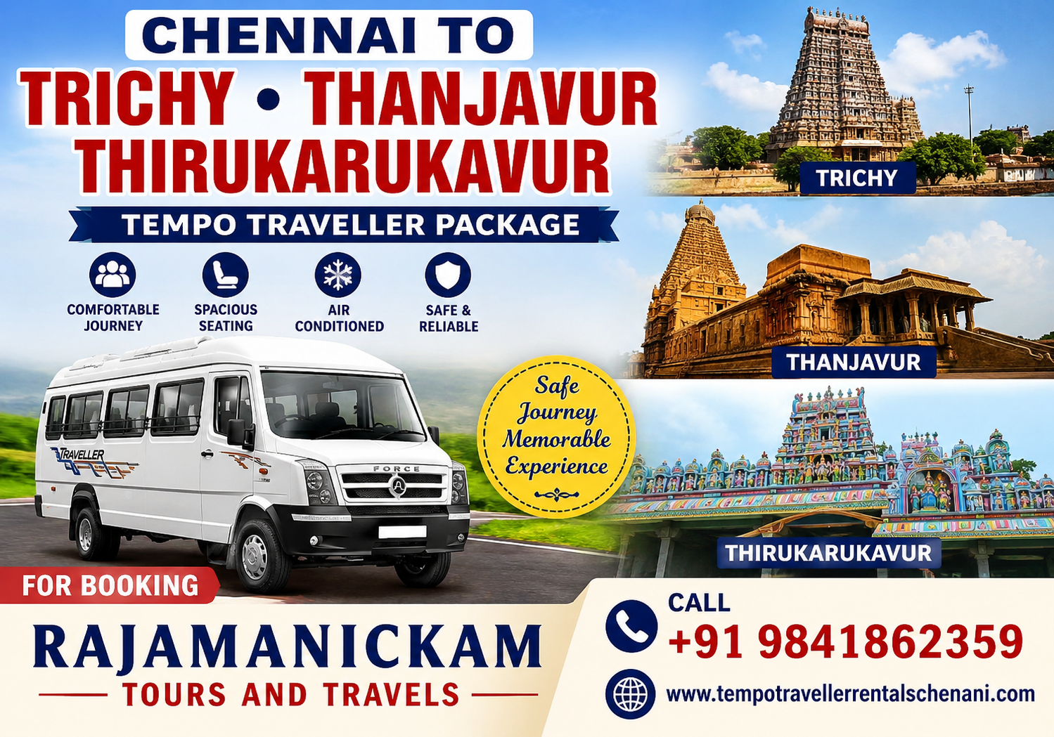 Chennai to Trichy Thanajvur Tempo Traveller