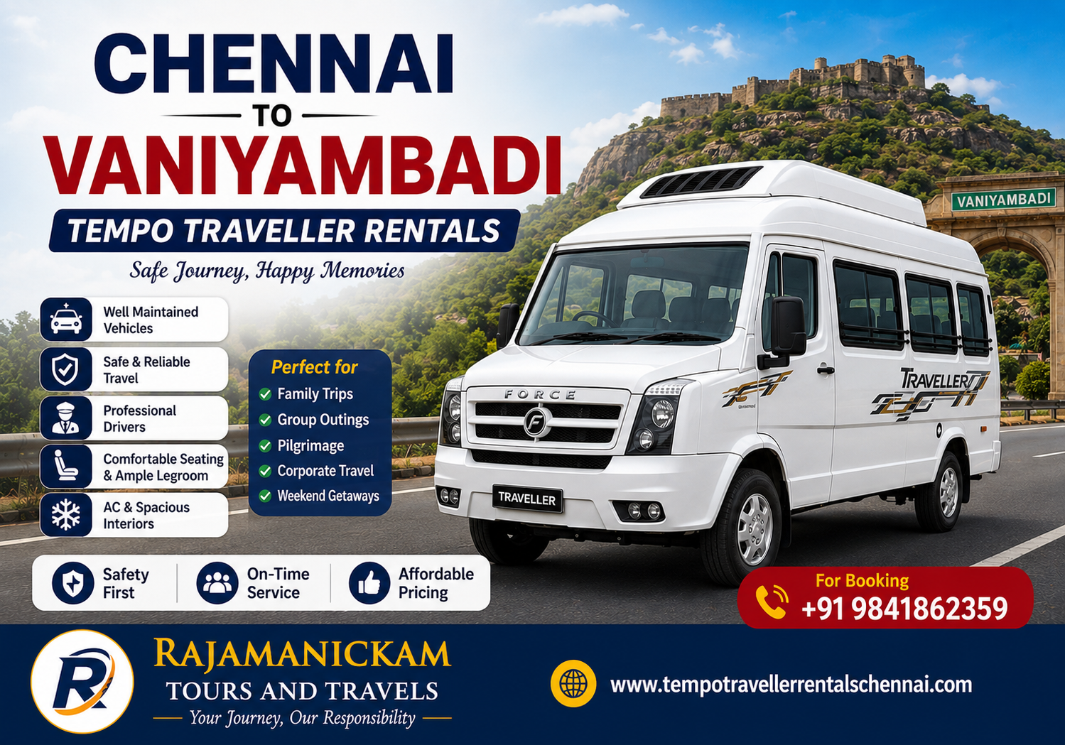 Chennai to Vaniyambadi Tempo Traveller