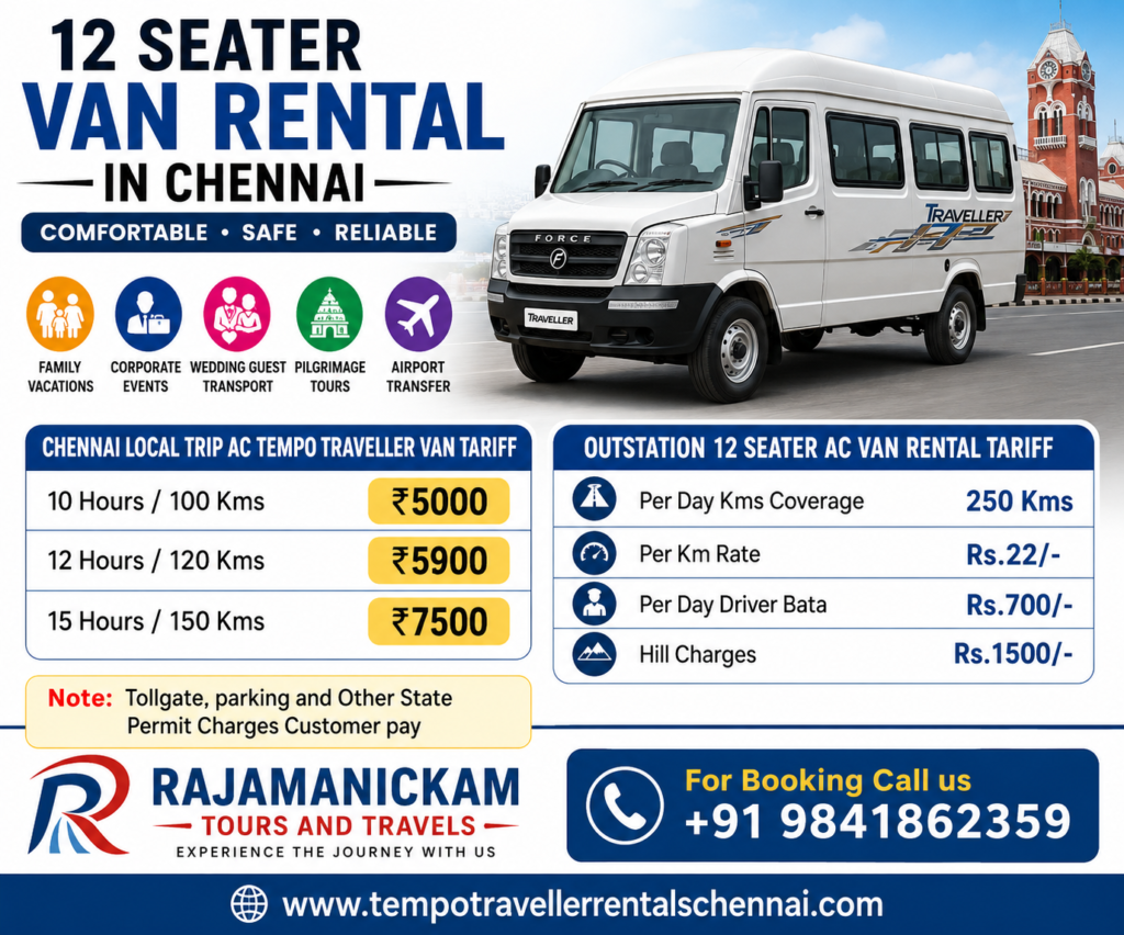12 Seater Van Rental in Chennai