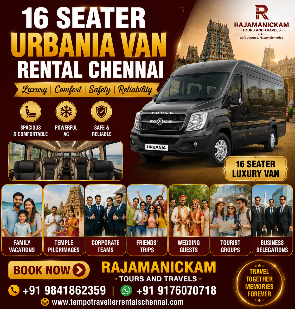 16 Seater Urbania Van Rental in Chennai