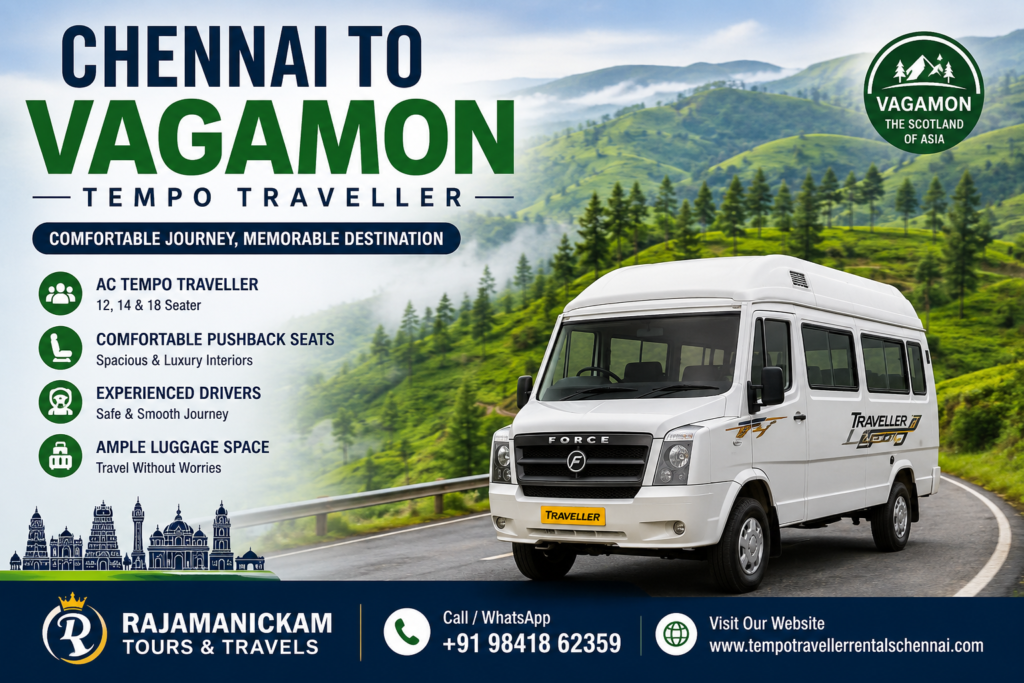 Chennai to Vagamon Tempo Traveller