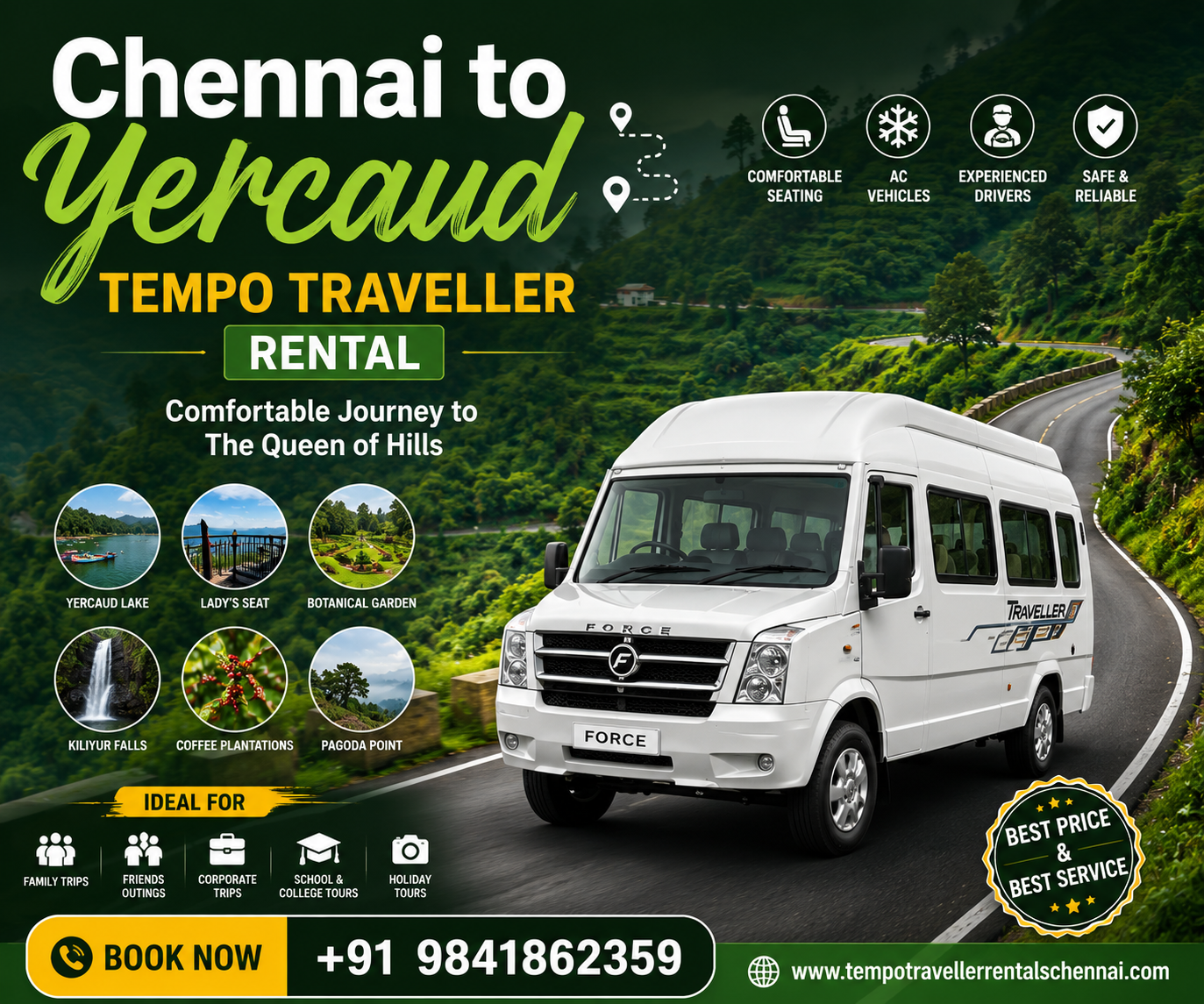 Chennai to Yercaud Tempo Traveller