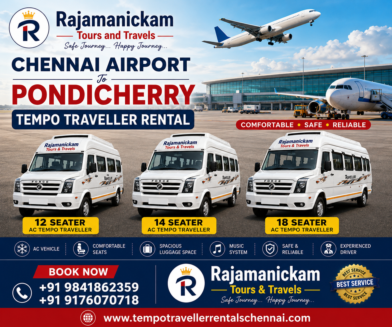 Tempo Travelller Package Chennai Airport to Pondicherry