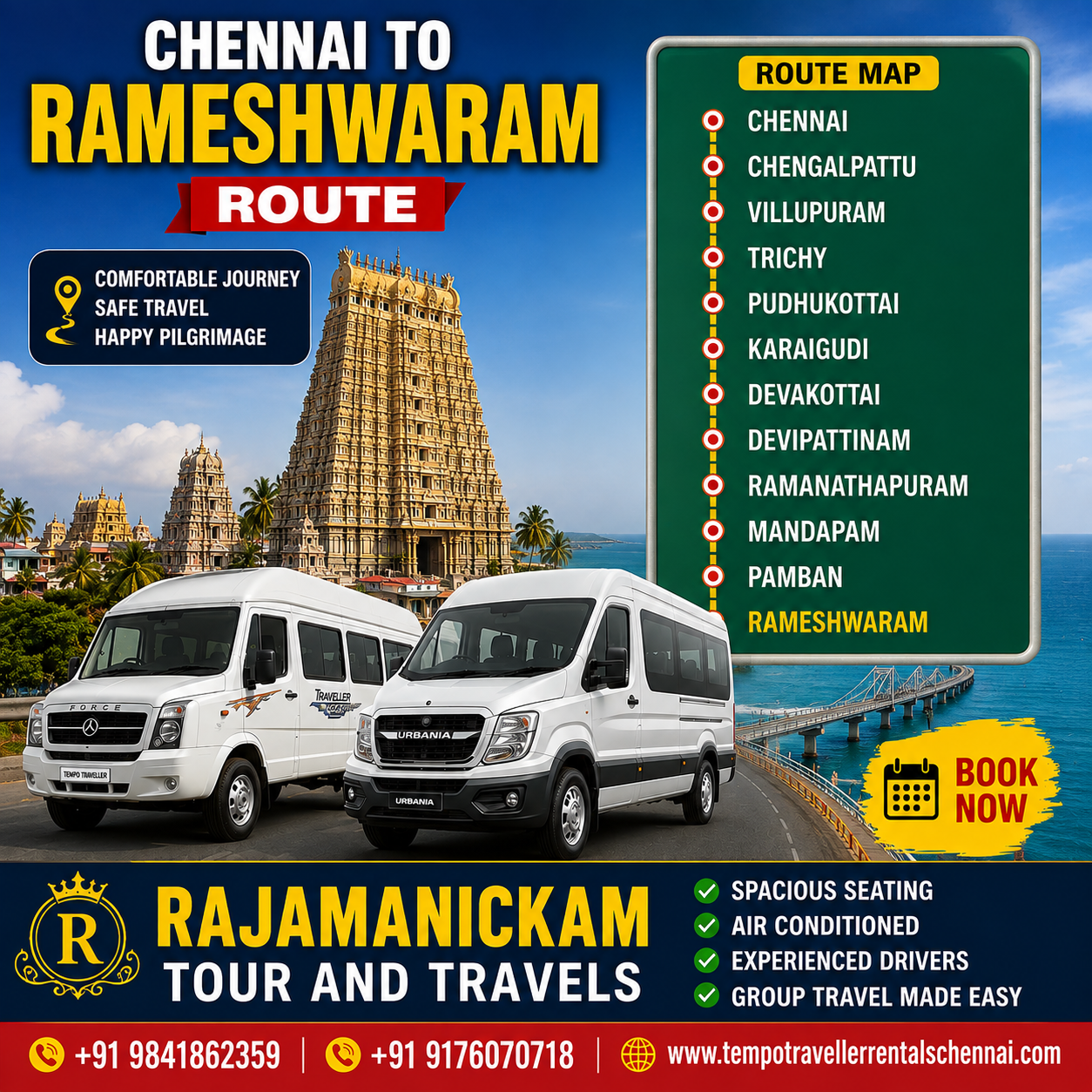 Chennai to Rameshwaram Tempo Traveller Rental