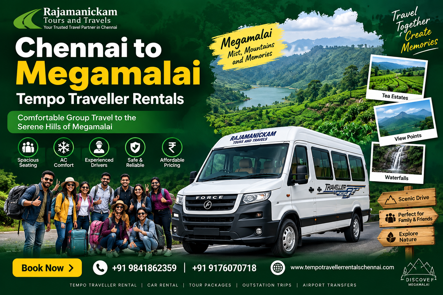 Chennai to Megamalai Tempo Traveller