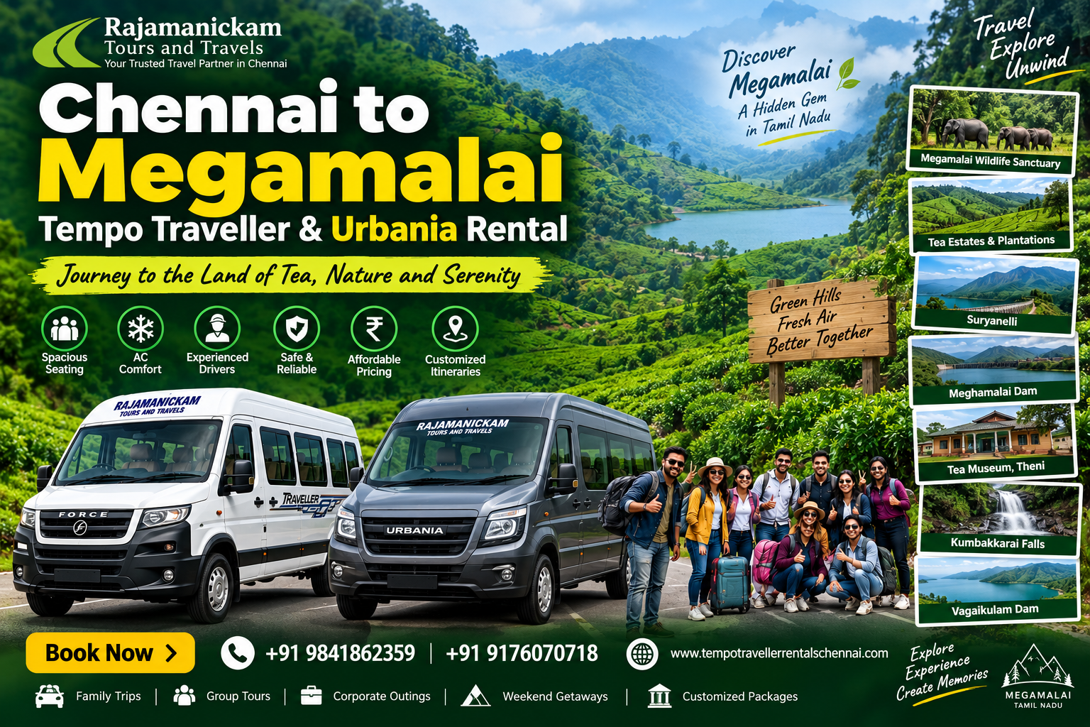 Chennai to Megamalai Van Rental