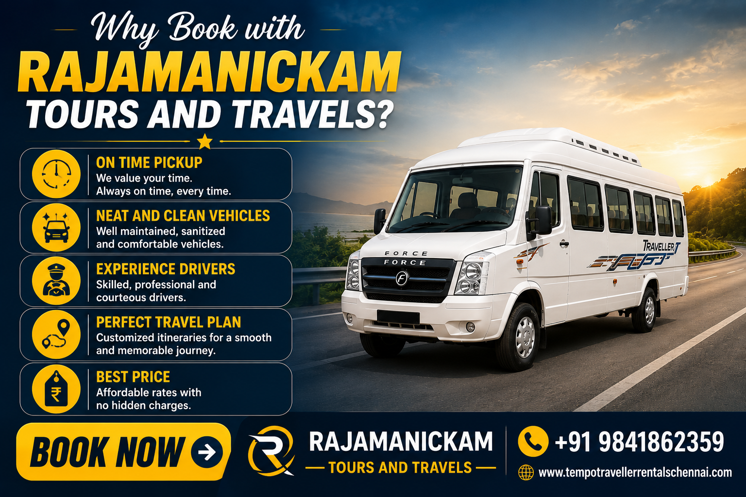 Chennai to Tiruvannamalai Pondicherry Tempo Traveller